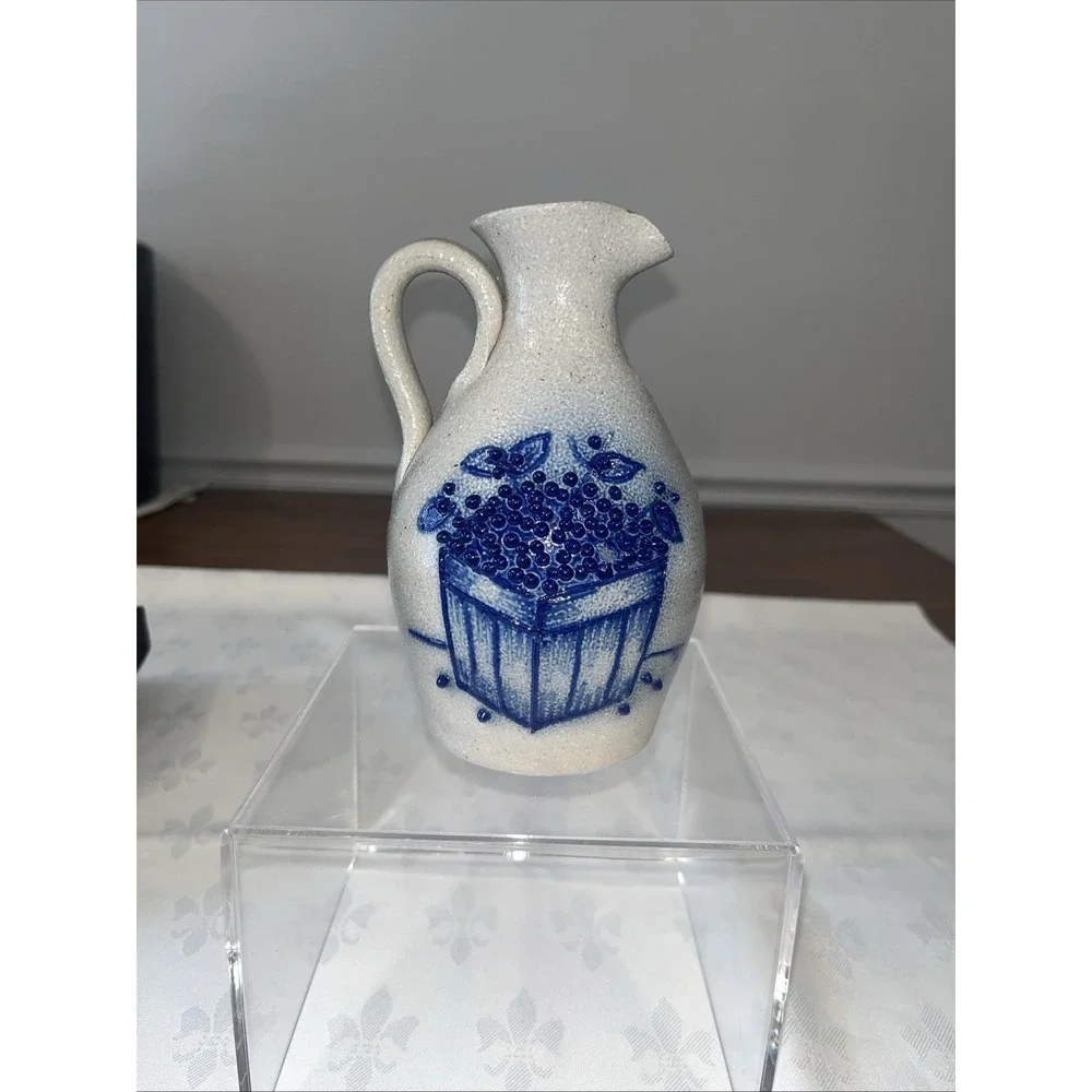 Vintage 2001 Salmon Falls Stoneware 6.5 Blueberry Pitcher - Dave Ernest Mark